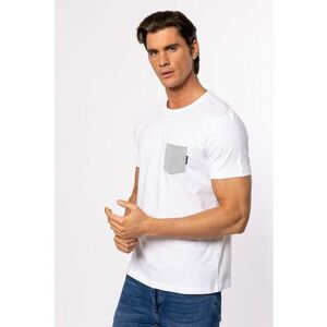 Tricou cu decolteu la baza gatului si buzunar aplicat pe piept Masso imagine