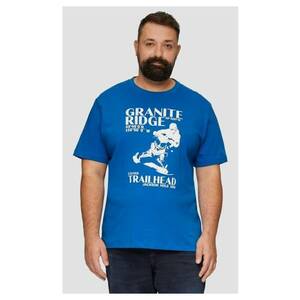 Big Sizes Tricou barbati big sizes la baza gatului din bumbac - cu imprimeu Grafic si croiala Regular fit - Albastru imagine
