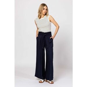 Tricou din amestec de modal fara maneci cu model in dungi Berta imagine