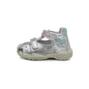 Sandale Fetite - Inchise - din Piele - cu Inimioare - AC290-497A - Argintiu - imagine