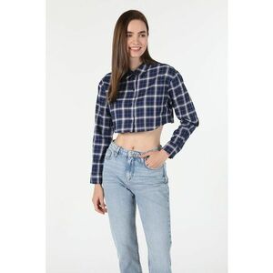 Camasa crop cu model in carouri imagine