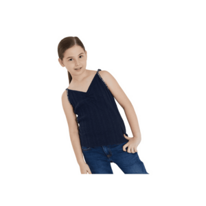 Top cu bretele spaghetti si textura striata imagine