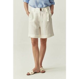 Pantaloni scurti din in cu talie inalta imagine