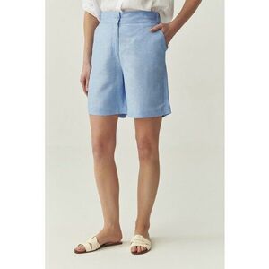 Pantaloni scurti din amestec de in cu model uni imagine