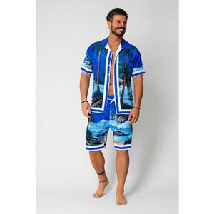 Set camasa si pantalon scurt imprimeu Blue 16767 imagine