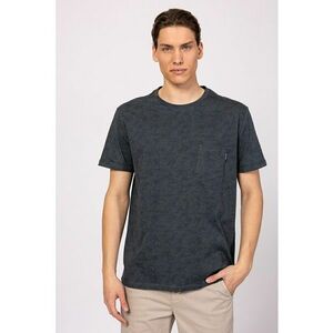 Tricou cu decolteu la baza gatului si buzunar aplicat pe piept Majda imagine