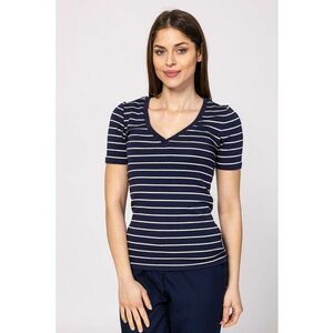 Tricou din amestec de modal cu decolteu in V si model in dungi Mistry imagine