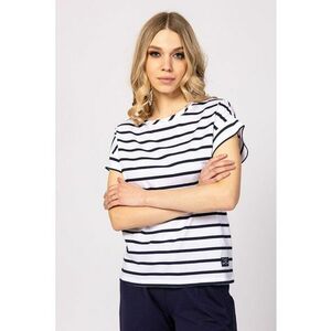 Tricou din amestec de bumbac si modal in dungi Millie imagine