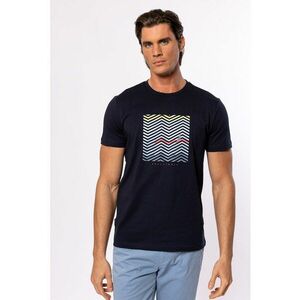 Tricou din bumbac cu decolteu la baza gatului si imprimeu imagine