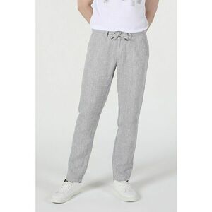 Pantaloni chino din in cu snur de ajustare in talie imagine