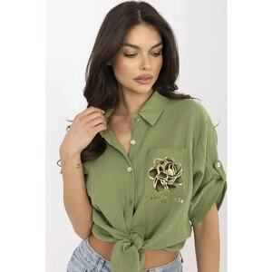 Camasa din bumbac cu buzunar pe piept - imagine