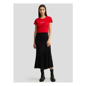 Tricou cu decolteu rotund si logo brodat Galansa imagine