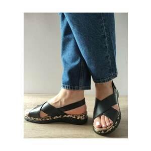 Sandale Casual Dama 12505Vt Mostar 01-N Negre Cu Leopard - Negru - imagine