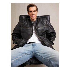 Jacheta din piele cu buzunare cu fermoar Hideo 906 imagine