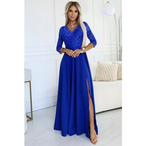 Rochie maxi cu fanta pe picior si decolteu in V - imagine