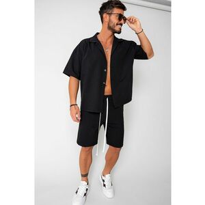 Set camasa maneca scurta Oversized si pantalon scurt Black 16755 imagine