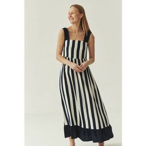 Rochie lunga cu croiala dreapta si model in dungi imagine