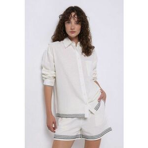 Pantaloni scurti din amestec de in cu snur imagine