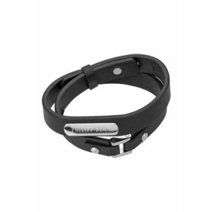 Bratara de piele cu model stratificat - Argintiu imagine