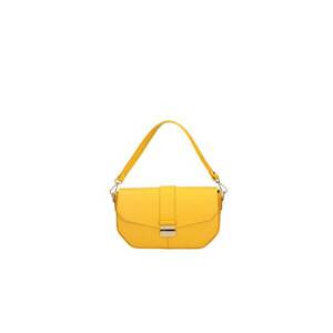 Geanta din piele cu bareta de umar si clapa - Galben imagine