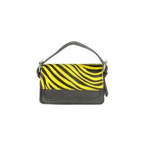 Geanta crossbody din piele cu segment din piele cu par scurt - Negru - Galben imagine