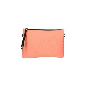 Geanta crossbody cu fermoar si text in relief - Roz imagine