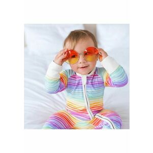 Pijamale lungi din bambus cu fermoar reversibil - - Rainbow - Multicolor - pentru fetite imagine