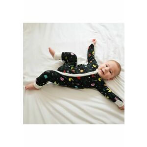 Pijamale lungi din bambus cu fermoar reversibil - - PacMan - Verde Inchis - pentru fetite si baietei imagine