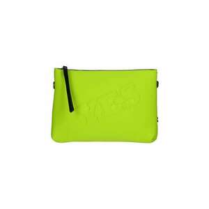Geanta crossbody cu fermoar si text in relief - Verde lime imagine