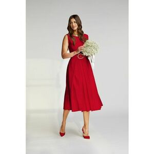 Rochie midi cu croiala in A si curea Vienna imagine