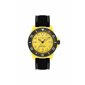 Ceas barbatesc MXG1113 - 43 mm - curea silicon neagra - culoare galbena - rezistenta la apa 5 ATM imagine