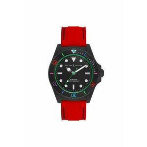 Ceas barbatesc 43 mm - curea silicon rosie - rezistent la apa 5 ATM imagine