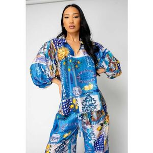 Set Capri bluza si pantalon lung print lamai 15973 imagine