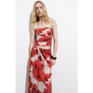 Top crop bandeau cu imprimeu floral imagine