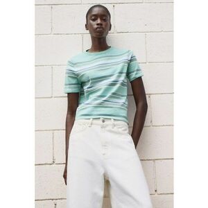 Pulover cu maneci scurte si model in dungi imagine