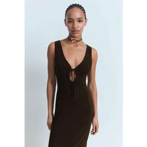 Rochie midi cu croiala dreapta si decolteu in V imagine