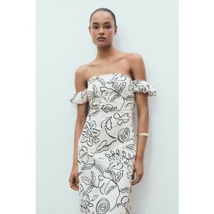 Rochie midi cu decolteu pe umeri imagine