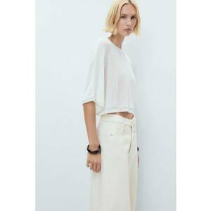 Pulover crop supradimensionat tricotat fin imagine