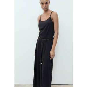 Salopeta din amestec de in cu decolteu rotund imagine