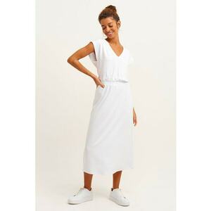 Rochie midi cu decolteu in V si banda elastica imagine