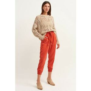 Pantaloni crop din lyocell cu snur imagine