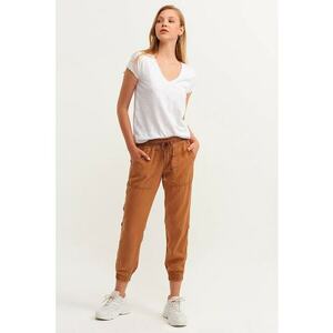 Pantaloni crop din lyocell cu snur imagine
