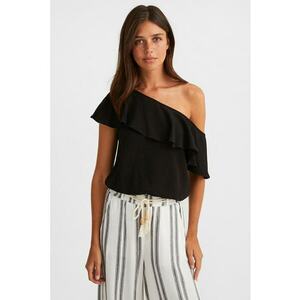 Bluza cu decolteu pe un umar si garnitura cu volane imagine