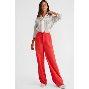 Pantaloni evazati cu talie inalta cu snur in talie imagine