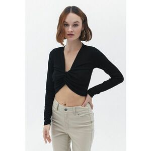 Bluza crop din amestec de lyocell cu nod frontal imagine