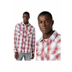 Camasa Barbati - Ls Western Shirt - Regular Fit - Capse - 2 Buzunare - Carouri - 100% Bumbac - Confortabil - Respirabil - Ideal Pentru Zi Cu Zi - Marimea M - Rosu imagine