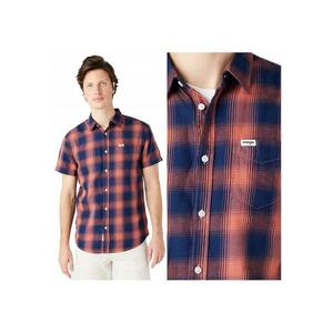 Camasa Barbati - Ss 1 Pkt Shirt - Regular Fit - 1 Buzunar - Cu Nasturi - Confortabila - Respirabila - Ideala Pentru Zile Calde - 100% Bumbac - Marimea M - Albastru/Rosu imagine