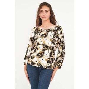 Bluza cu model si decolteu rotund imagine