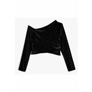 Bluza stralucitoare cu decolteu pe un umar imagine