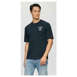 Tricou barbati cu decolteu la baza gatului - Regular fit - din jerse de bumbac - Bleumarin inchis - imagine